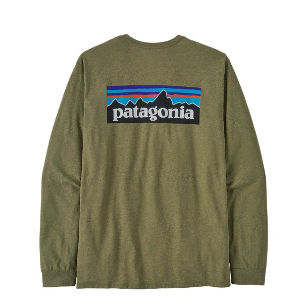 Patagonia Long-Sleeved P-6 Logo Responsibili Tee buckhorn green 2024